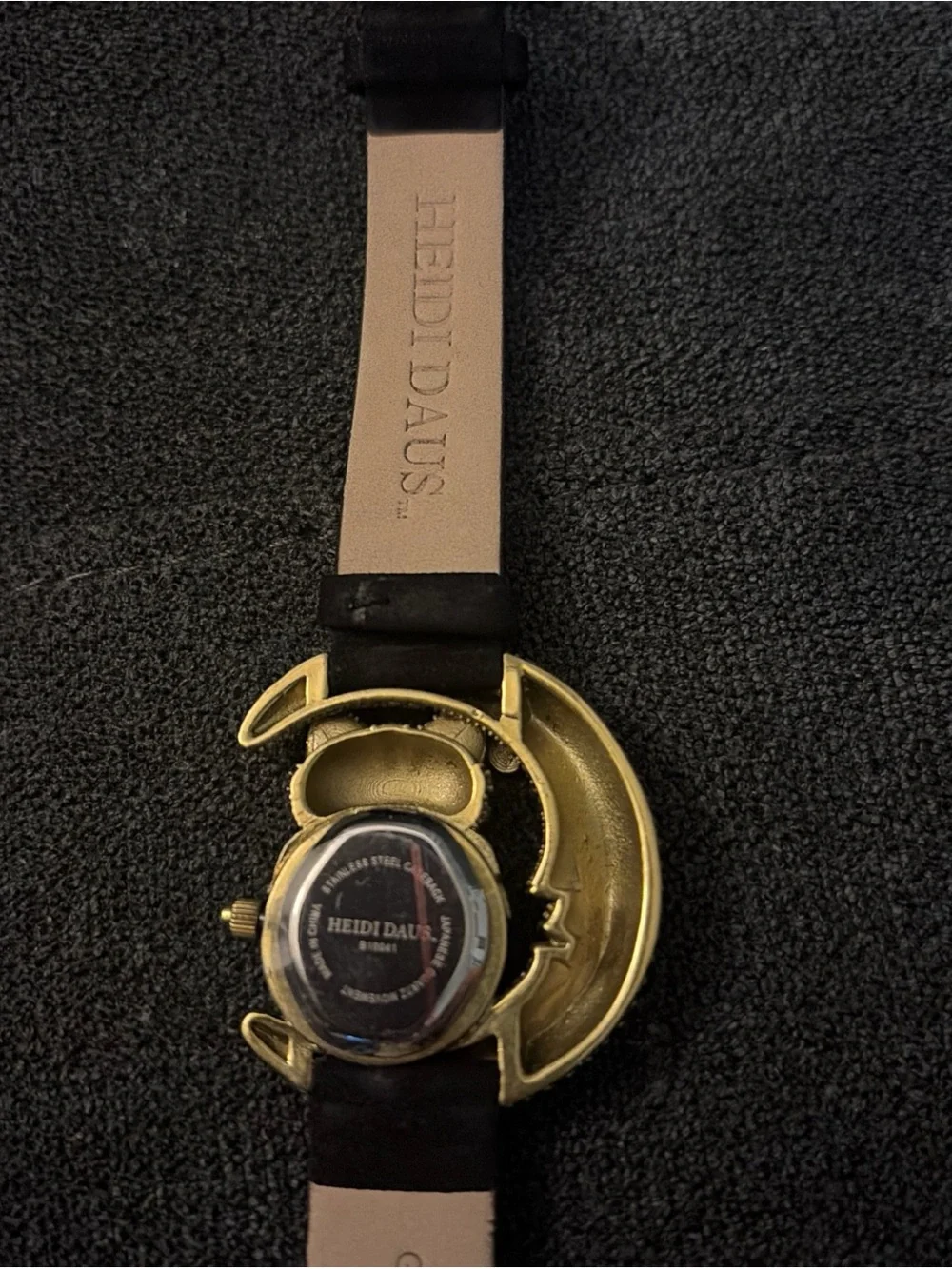 Heidi Daus “Moonlighting” Owl Sitting on Crescent Moon Watch
